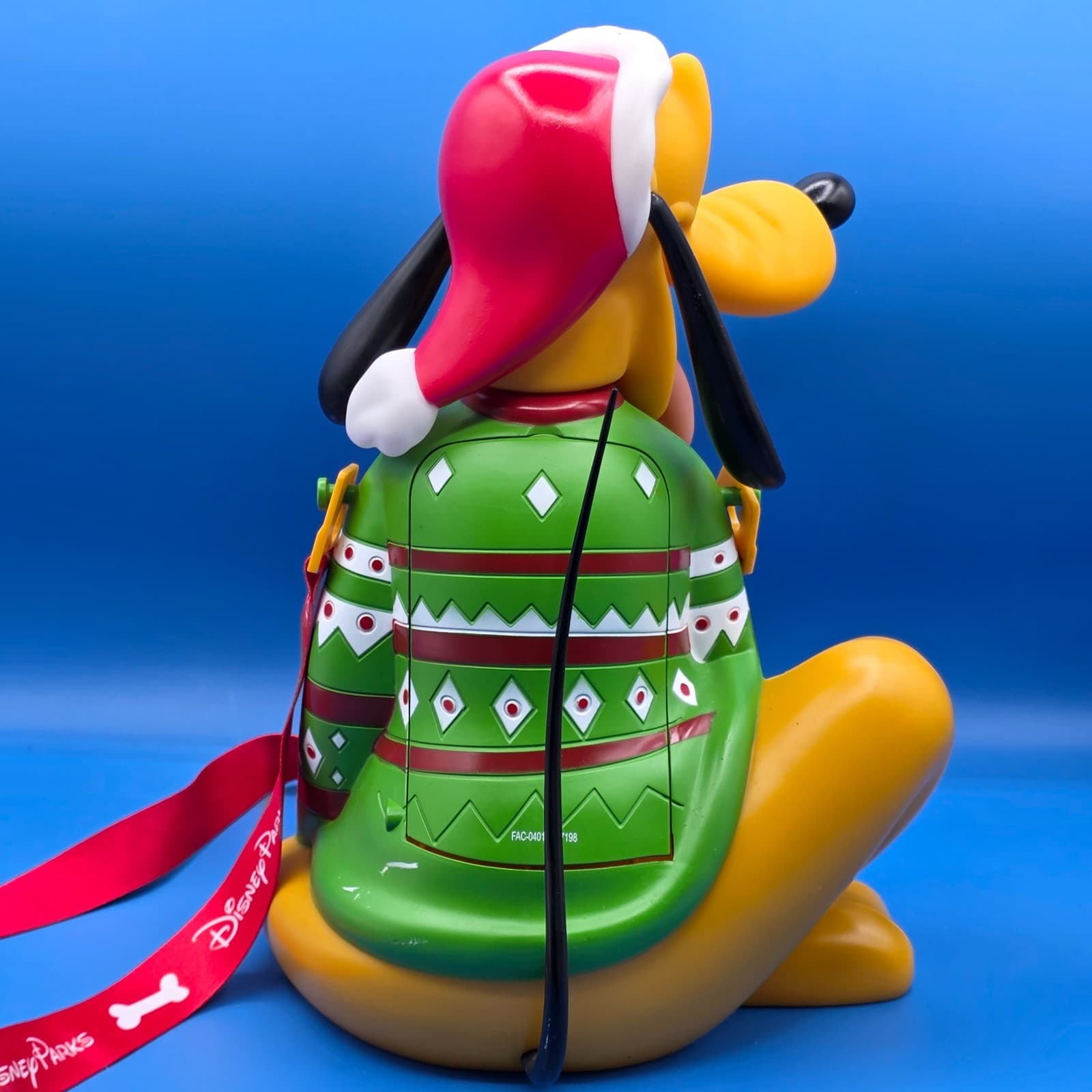 Disneyland Disney Pluto Christmas Popcorn Holder Bucket Park Exclusive W/Lanyard - Thumbnail 8