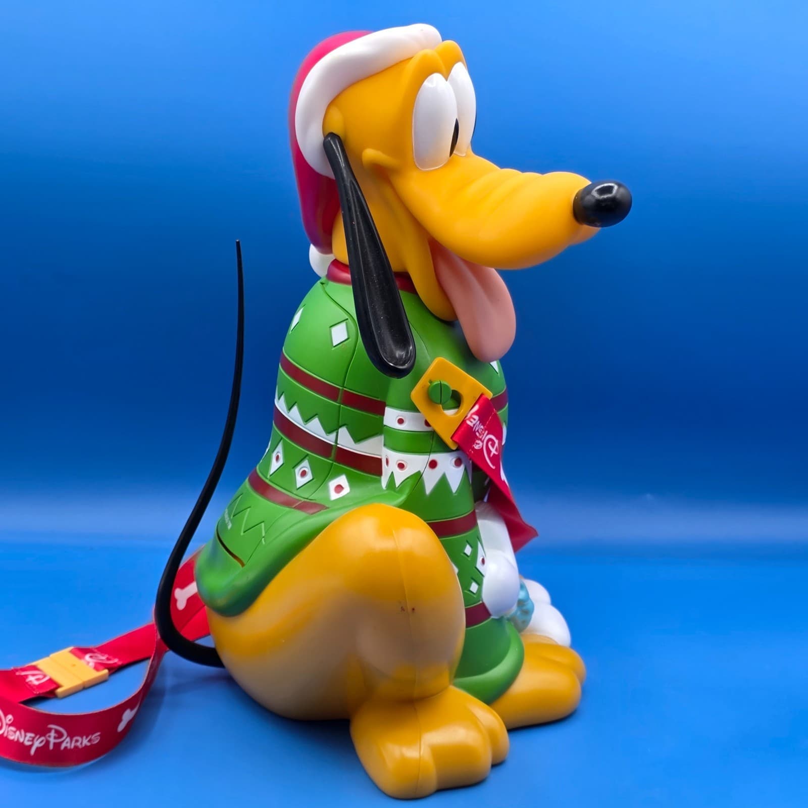 Disneyland Disney Pluto Christmas Popcorn Holder Bucket Park Exclusive W/Lanyard - Thumbnail 6