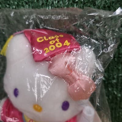 New Adorable Hello kitty Graduation plush with scroll Class Of 2004 Pink - Thumbnail 2