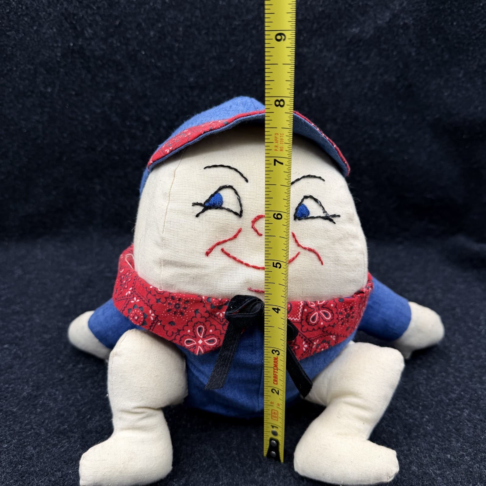 Vintage Humpty Dumpty~Stitched Face And Collar~Kinda Weighted For Sitting - Thumbnail 6