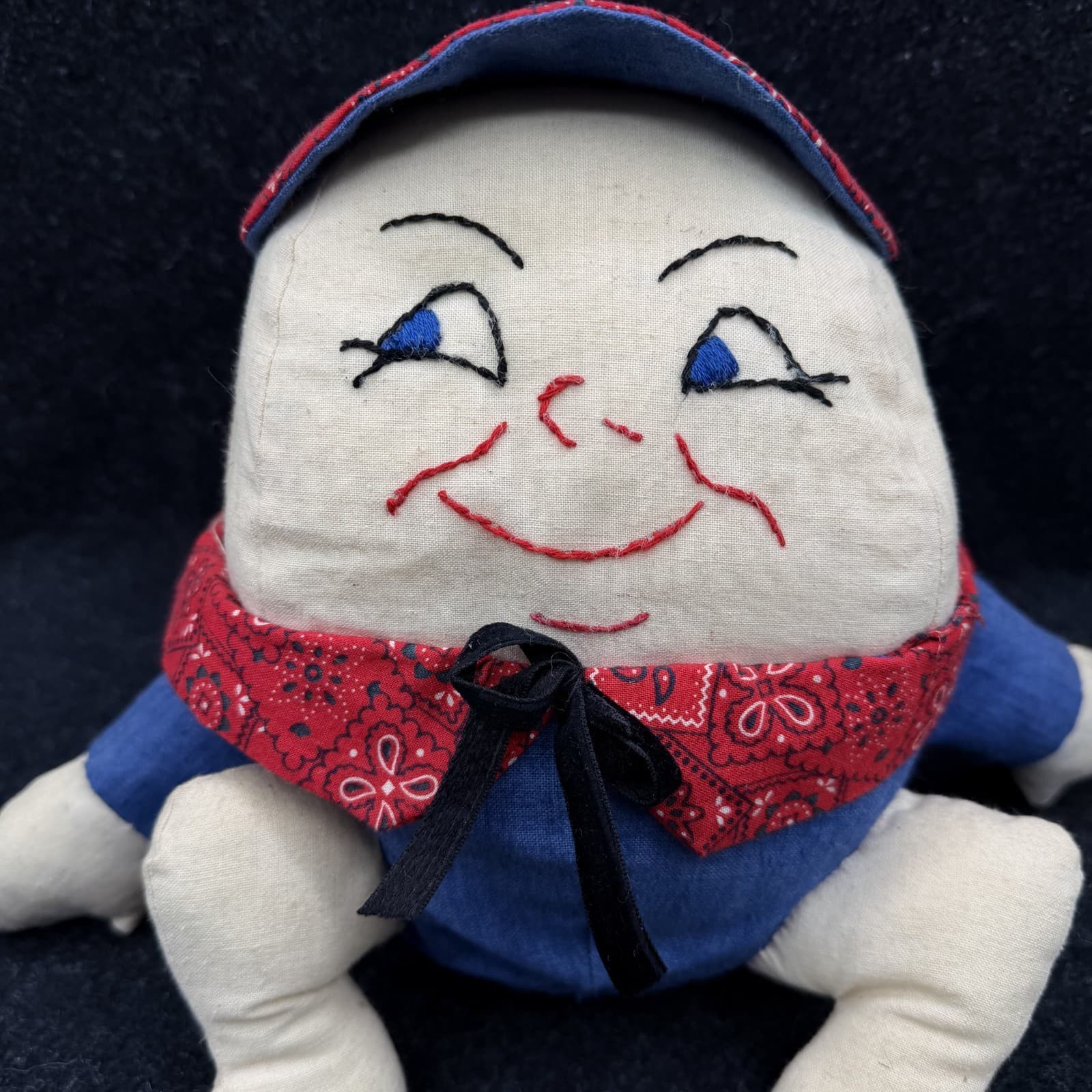 Vintage Humpty Dumpty~Stitched Face And Collar~Kinda Weighted For Sitting - Thumbnail 2