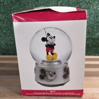 Disney Musical Snow Globe Mickey Mouse March Water Ball Enesco New In Box - Thumbnail 2
