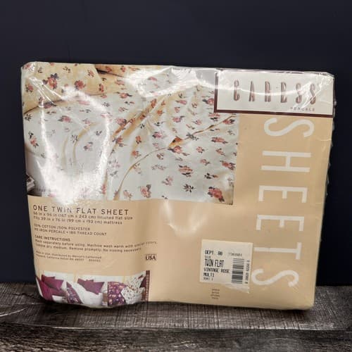 CARESS VINTAGE ROSE PRINT TWIN FLAT SHEET BRAND NEW IN PACKAGE COTTAGE CORE - Thumbnail 5
