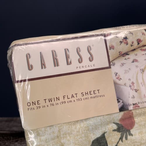 CARESS VINTAGE ROSE PRINT TWIN FLAT SHEET BRAND NEW IN PACKAGE COTTAGE CORE - Thumbnail 2