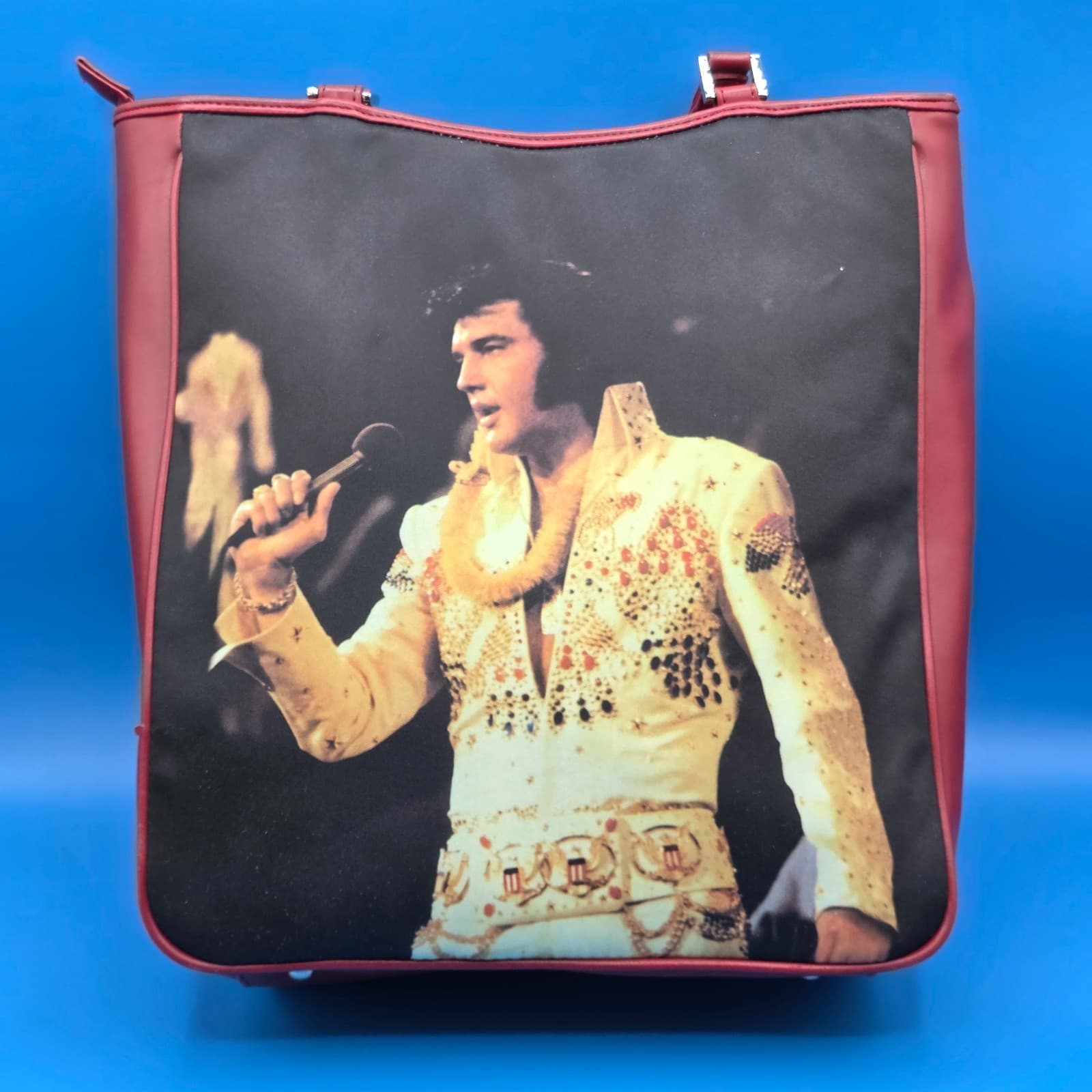 Vintage Y2K ELVIS PRESLEY Red Handbag Purse 10" x 12" x 4" - Thumbnail 7