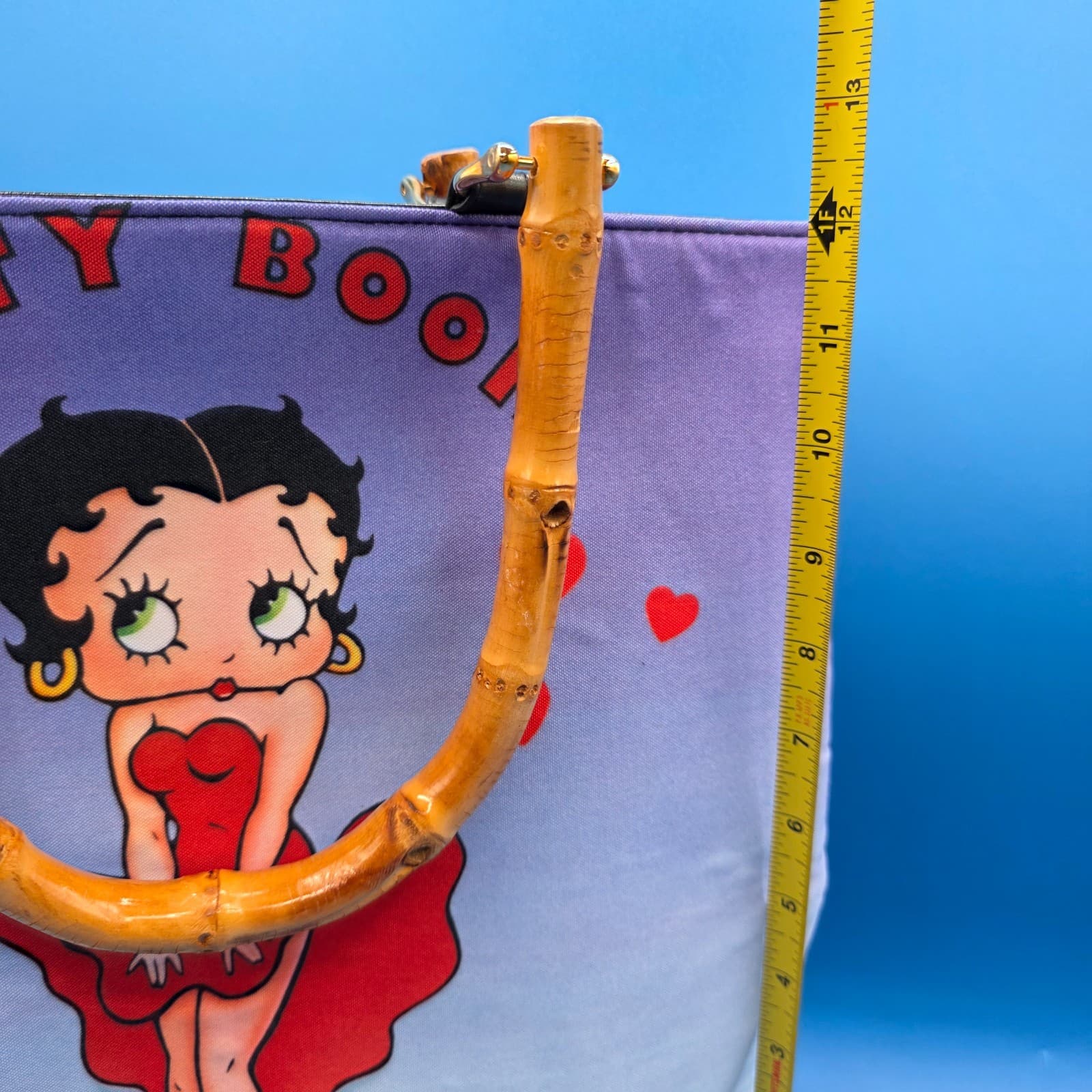 Betty Boop in Red Sequin and Beads Dress Hand Bag Faux Bamboo Handles Rare OOAK - Thumbnail 3