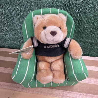 Oakland Raiders Armchair Quarterback Plush Bear Team NFL Russ With Tag VTG - Thumbnail 2