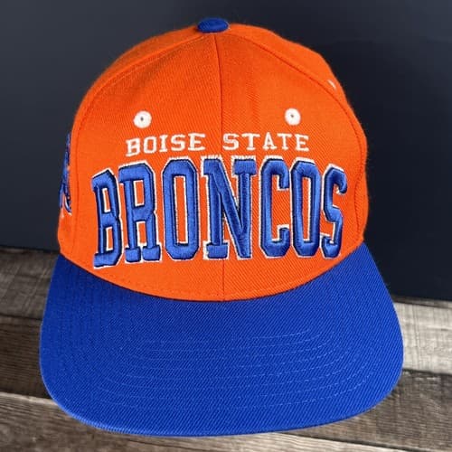 VINTAGE Boise State Broncos Hat Cap Blue Orange Wool Blend Adjustable Snapback - Thumbnail 2