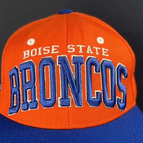 VINTAGE Boise State Broncos Hat Cap Blue Orange Wool Blend Adjustable Snapback - Thumbnail 3