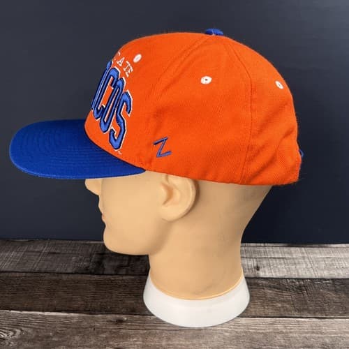 VINTAGE Boise State Broncos Hat Cap Blue Orange Wool Blend Adjustable Snapback - Thumbnail 4
