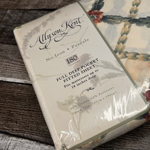 Vintage 1996 Allyson Kent Full Fitted Sheet 180 Thread Count Mansfield Park NEW - Thumbnail 3