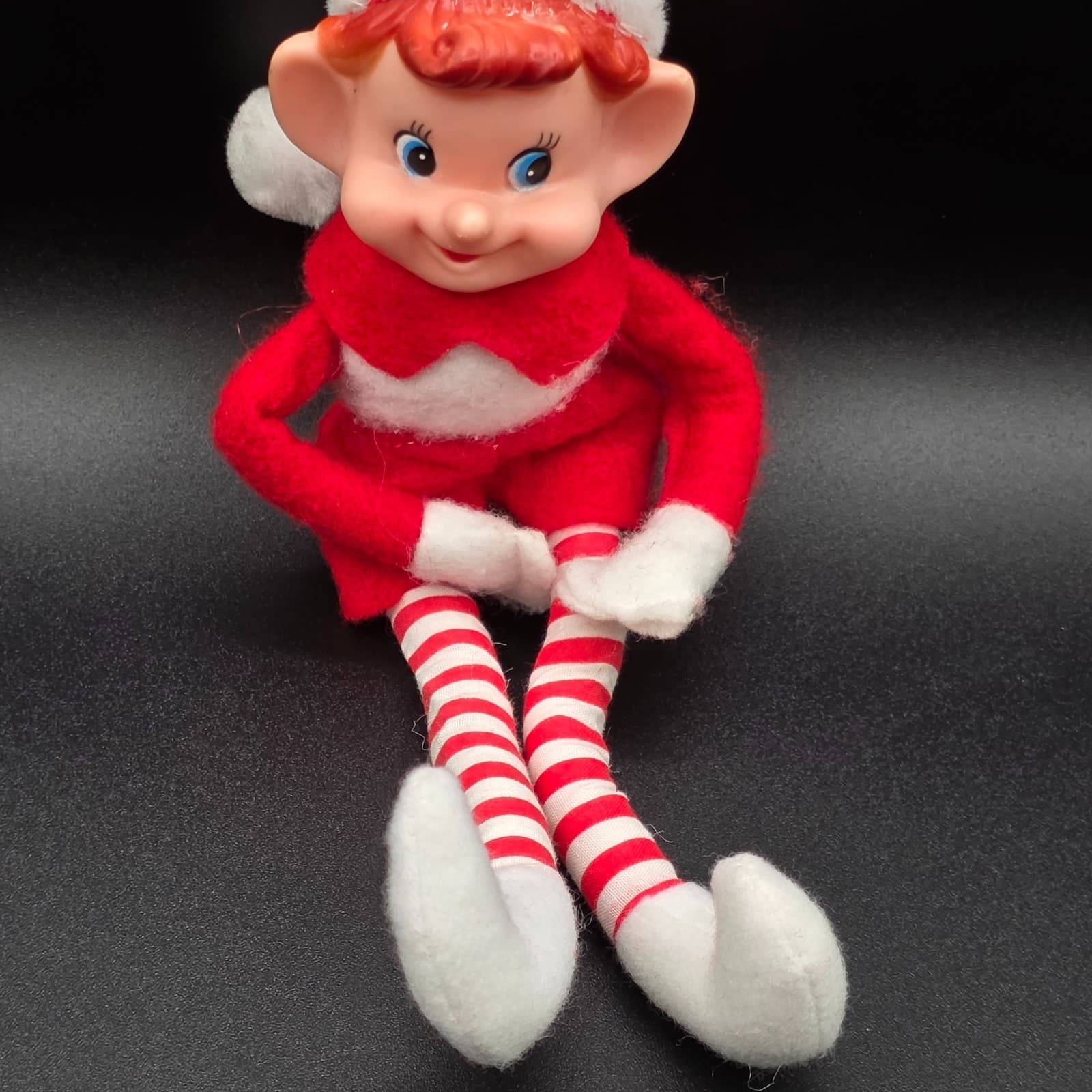 Vintage Elf Shelf Sitter Pixie Pointy Nose Red White - Thumbnail 3