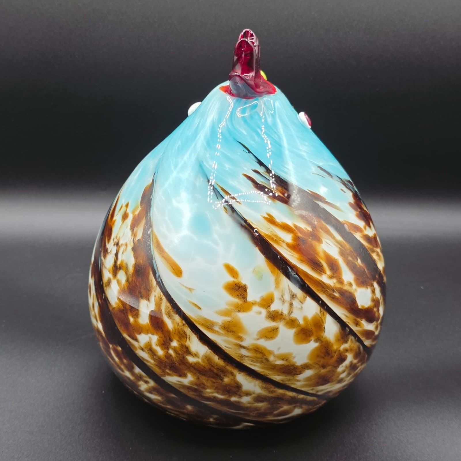 VINTAGE MURANO Style Studio Art Glass Rooster Sculpture Multicolored Swirls 8.5” - Thumbnail 5