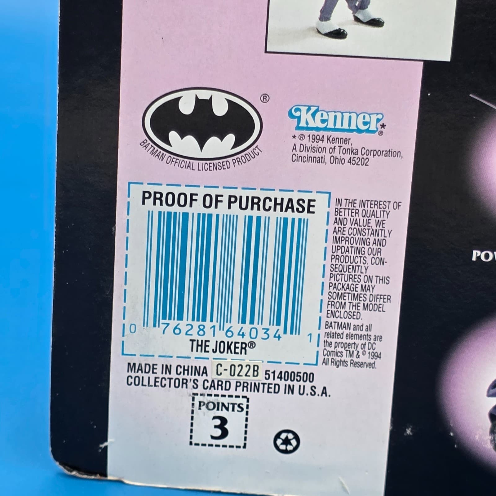 Legends of Batman The Joker Figure w/ Snapping Jaw Collector's Card 1994 Kenner - Thumbnail 6