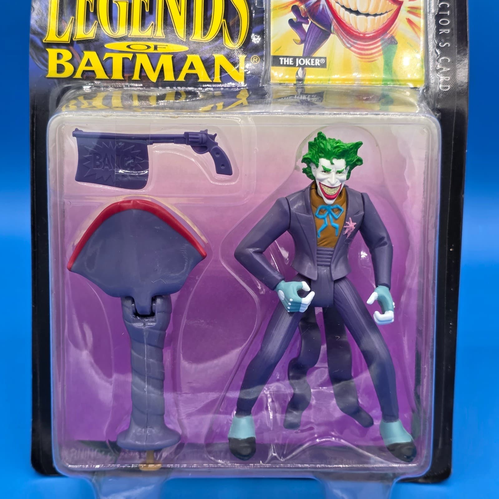 Legends of Batman The Joker Figure w/ Snapping Jaw Collector's Card 1994 Kenner - Thumbnail 2