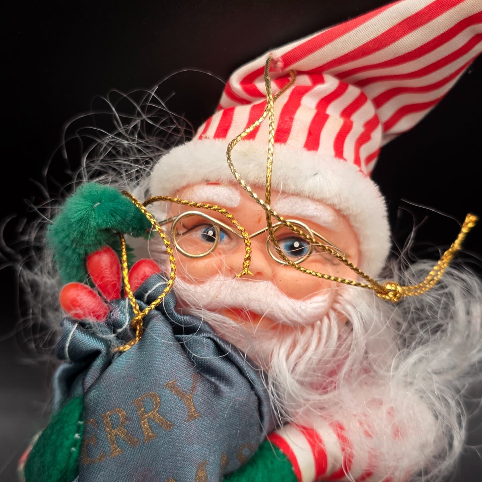 Vintage 2 Felt Bendable Long Leg Santa Claus Elf Shelf Sitter 13" & 8" Long - Thumbnail 5