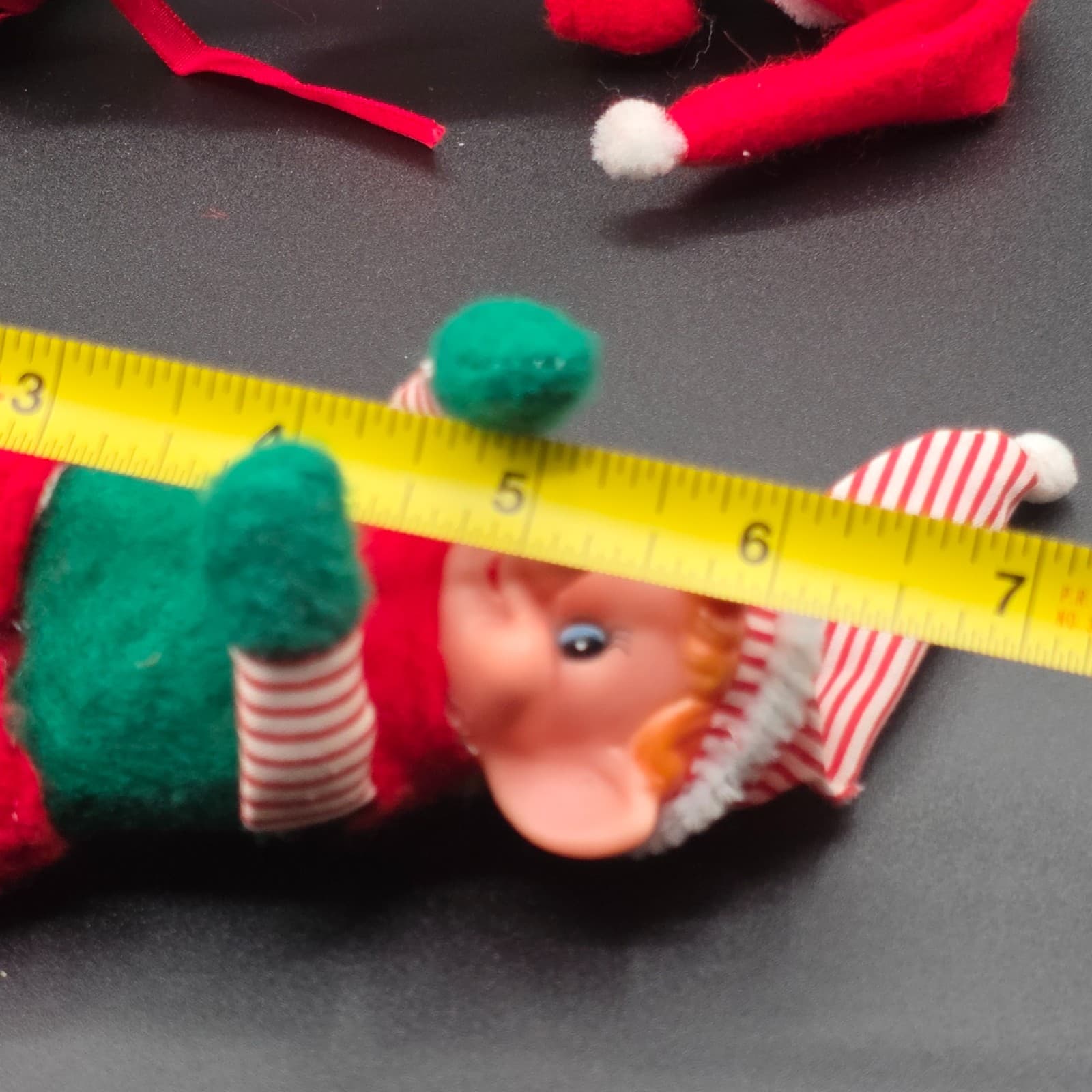 Set of 3 Vintage Christmas Pixie Elf Bendable with Jingle Bells 7" - Thumbnail 6