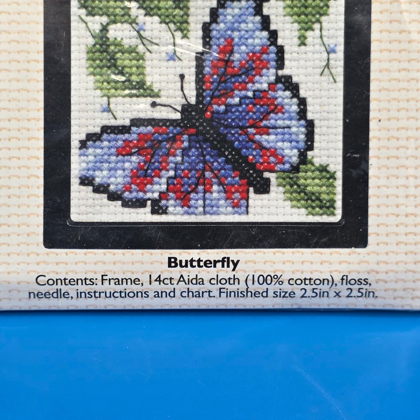 VINTAGE Plaid Bucilla Counted Cross Stitch Kit Butterfly 2.5"x2.5" WM45678 - Thumbnail 3