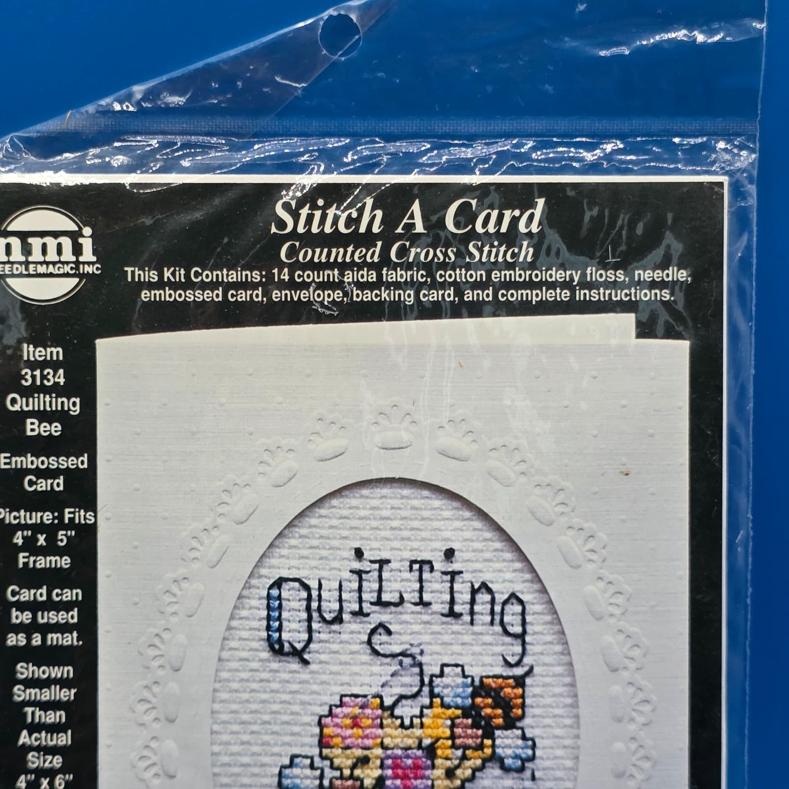 Vintage NMI Cross Stitch A Card Kit #3134 QUILTING BEE - Thumbnail 5
