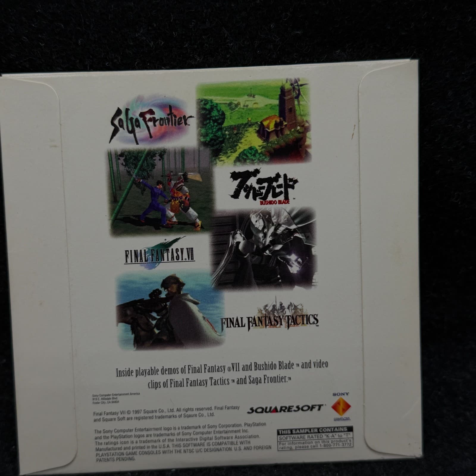Final Fantasy VII 7 Preview Demo Disc w/ Sleeve Sony Playstation 1 Authentic Ps1 - Thumbnail 3