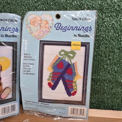 Beginnings by Bucilla Quickpoint for Kids Sneakers Teddy Bear Kissing Dogs - Thumbnail 2