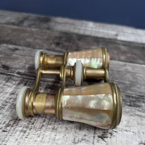 Antique Laval Paris Opera Glasses Binoculars Brass And Mother of Pearl - Thumbnail 7
