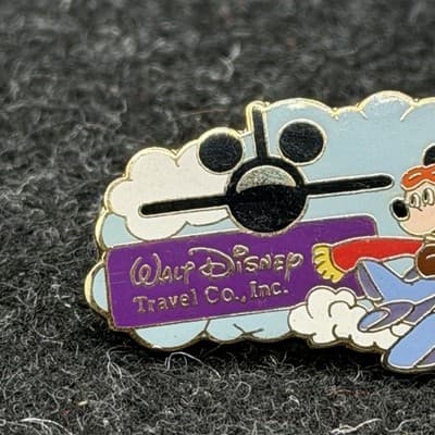Mickey Mouse Walt Disney Travel Co Airplane Lapel Hat Pin - Thumbnail 2