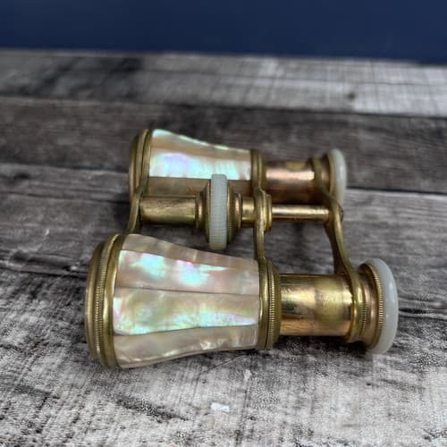 Antique Laval Paris Opera Glasses Binoculars Brass And Mother of Pearl - Thumbnail 8