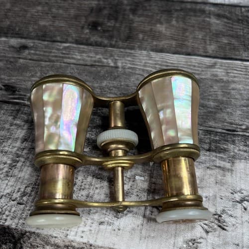 Antique Laval Paris Opera Glasses Binoculars Brass And Mother of Pearl - Thumbnail 6