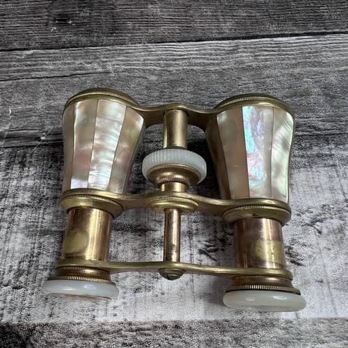 Antique Laval Paris Opera Glasses Binoculars Brass And Mother of Pearl - Thumbnail 5