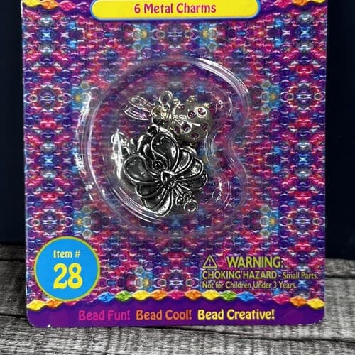 Vintage 90s Lisa Frank Bead Dreams 6 Metal Charms #28 Lady Bug Butterfly - Thumbnail 3
