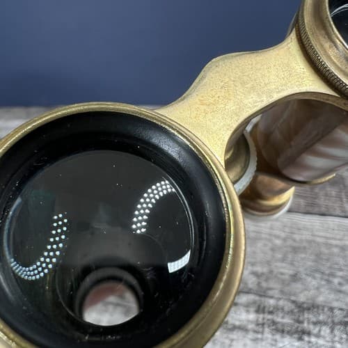 Antique Laval Paris Opera Glasses Binoculars Brass And Mother of Pearl - Thumbnail 3