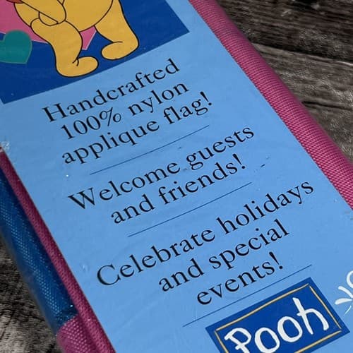 Vintage 1998 Disney Pooh Decorative Valentine Flag Banner 28x40 New - Thumbnail 4