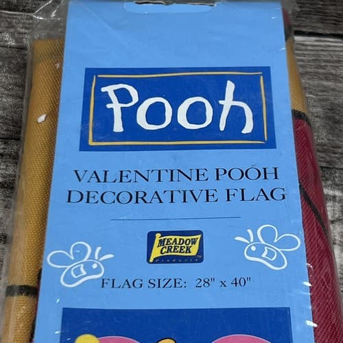 Vintage 1998 Disney Pooh Decorative Valentine Flag Banner 28x40 New - Thumbnail 3