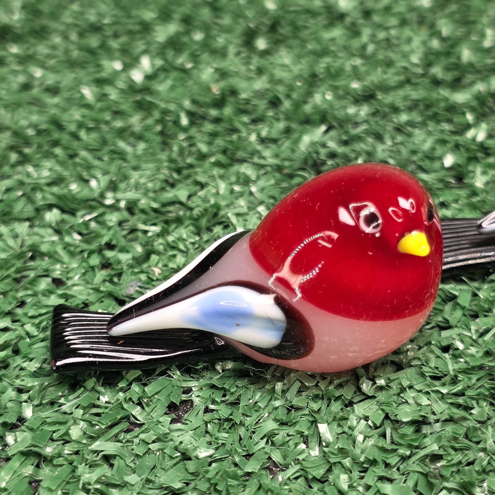 Murano Glass Baby Bird Lot of 3 Red and Green Birds - Thumbnail 2