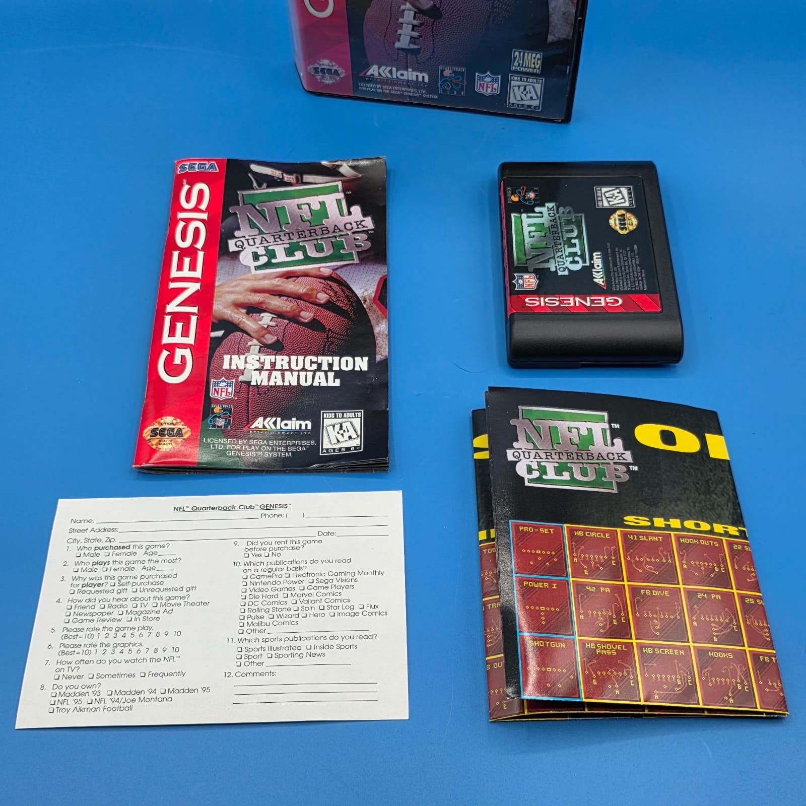 NFL Quarterback Club Video Game (Sega Genesis, 1994) CIB Complete Retro Tested - Thumbnail 2