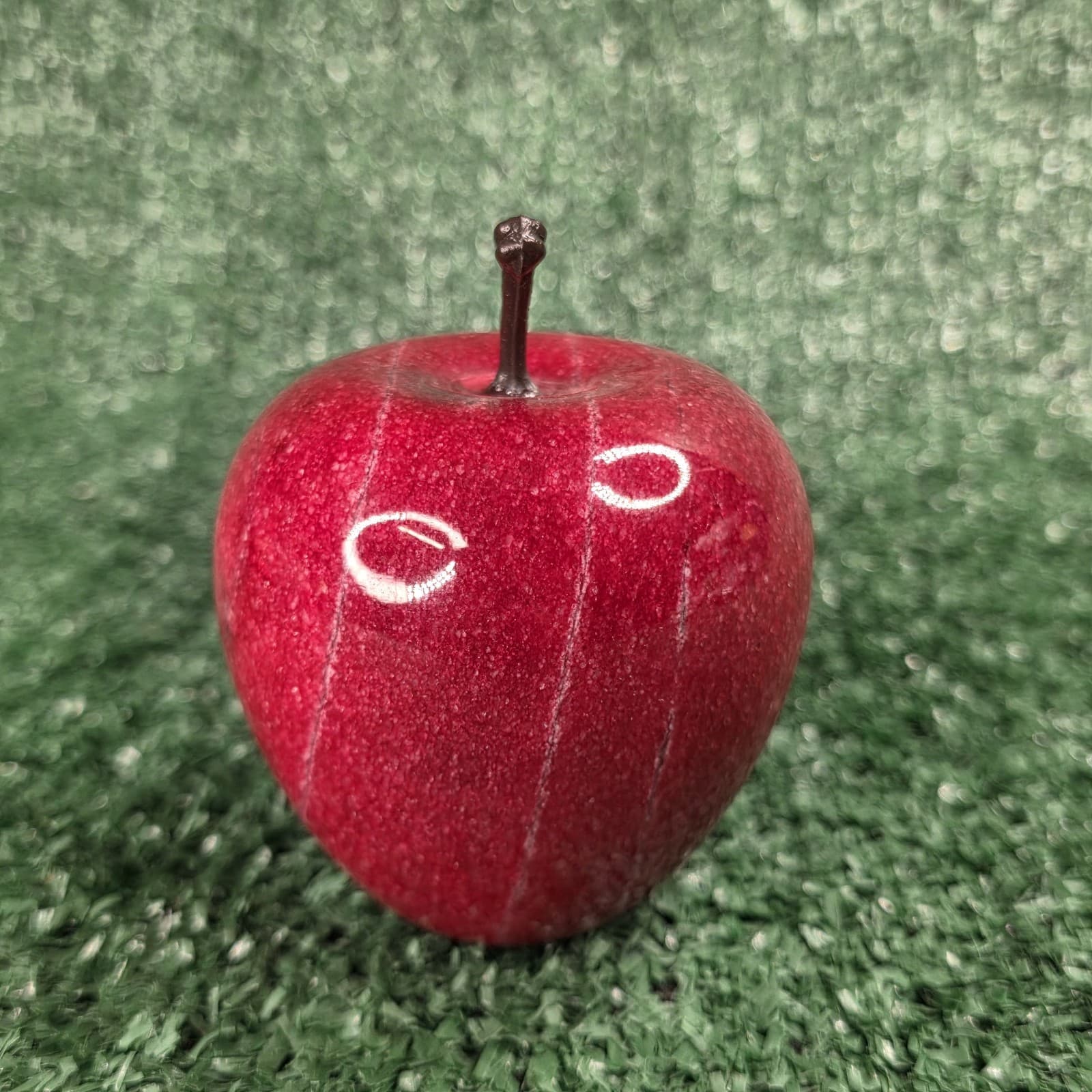 Vintage Red Marble Apple Paperweight Heavy Decorative Teacher Hostess Gift - Thumbnail 2