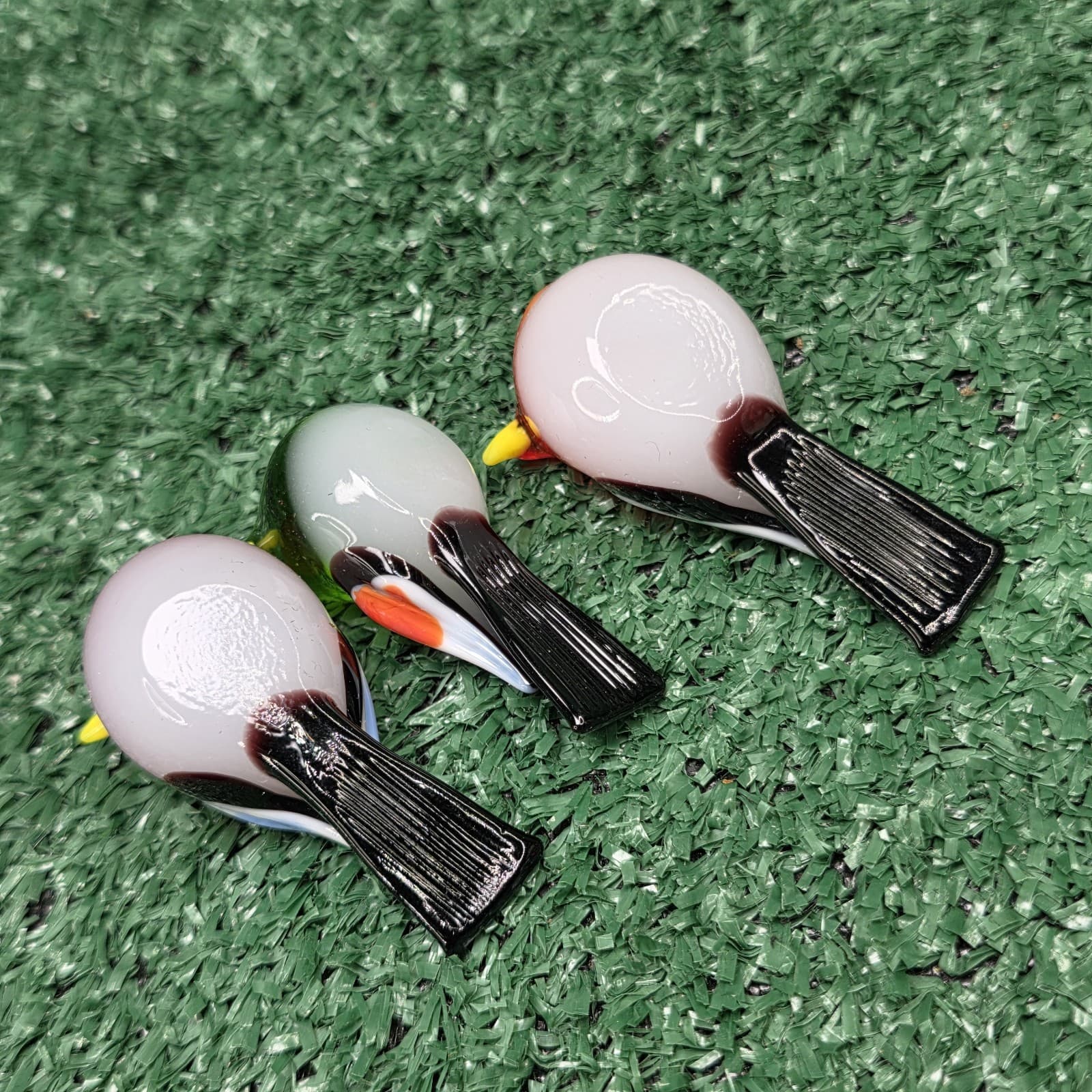 Murano Glass Baby Bird Lot of 3 Red and Green Birds - Thumbnail 6