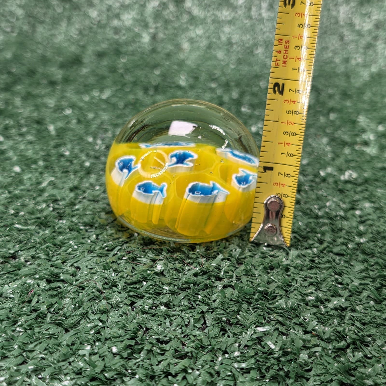 Vintage Murano Yellow Blue House Of Goebel Fish Paperweight 1.5" Tall RARE - Thumbnail 7