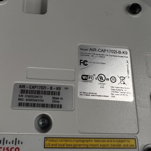 2 CISCO AIR-CAP1702I-B-K9 - Aironet 1702I Controller-Based Wireless Access Point - Thumbnail 7