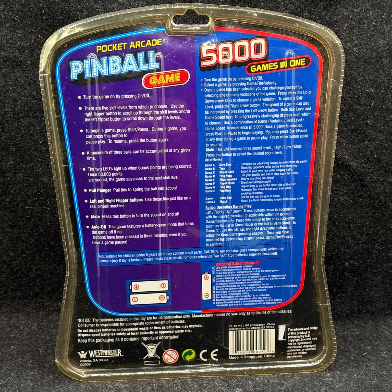 Westminster Pocket Arcade 2 Pack 5000 Games in 1 and Pinball SEALED - Thumbnail 4