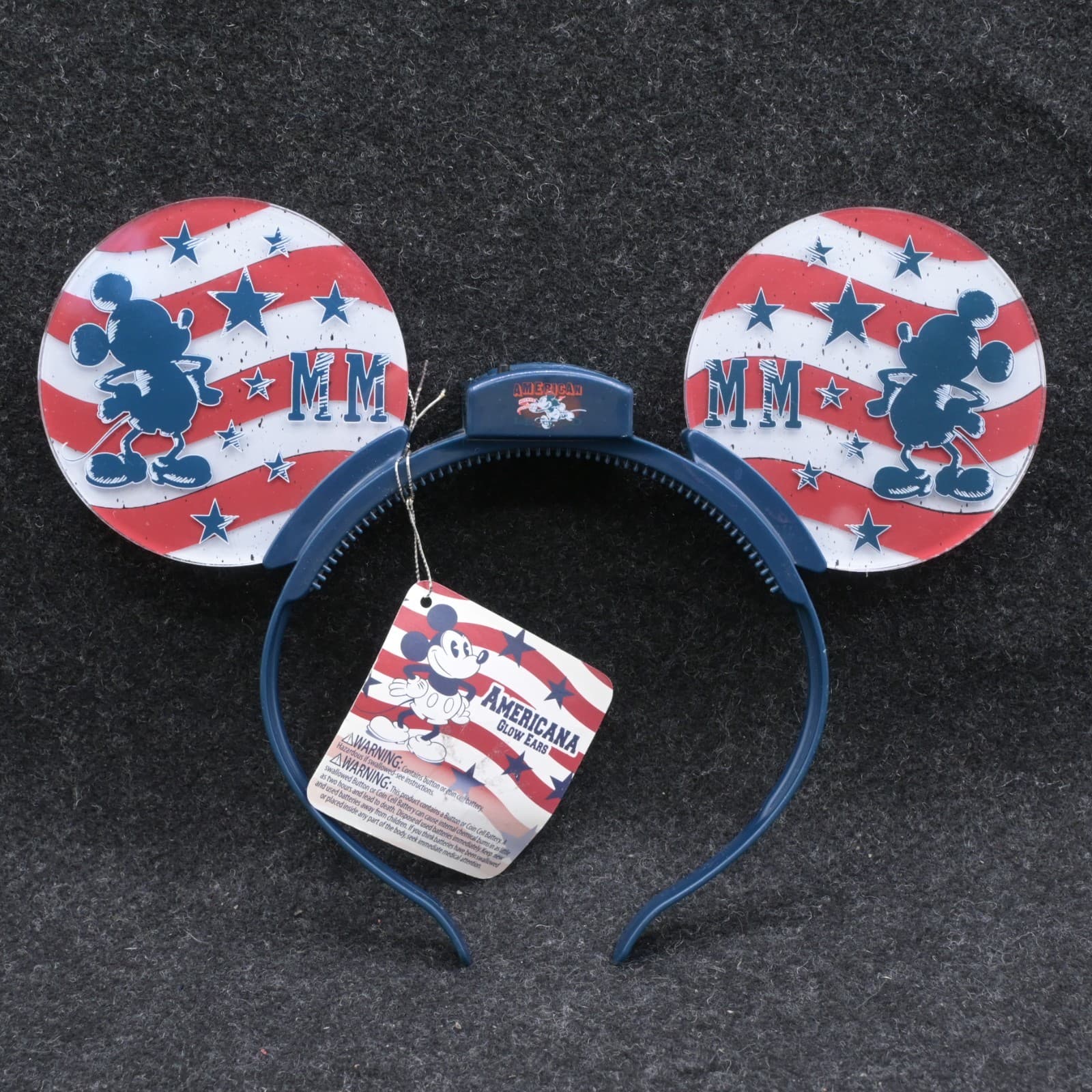 Disney Parks Americana Glow Ears Mickey Mouse Patriotic Light Up Headband NWT