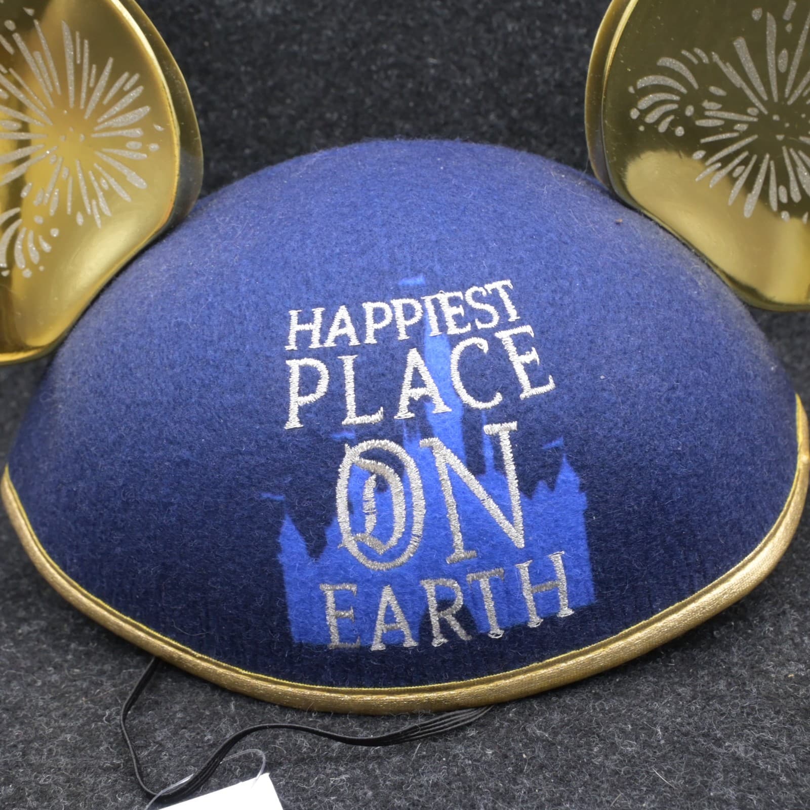 Mickey Mouse Ears Hat Happiest Place On Earth Castle Blue/Gold Disney Parks NWT - Thumbnail 3