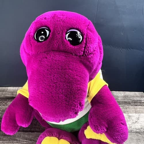 Vintage 1992 Dakin BARNEY Plush Purple Dinosaur Stuffed Animal 20" Lyons T-Shirt - Thumbnail 2