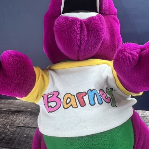 Vintage 1992 Dakin BARNEY Plush Purple Dinosaur Stuffed Animal 20" Lyons T-Shirt - Thumbnail 4