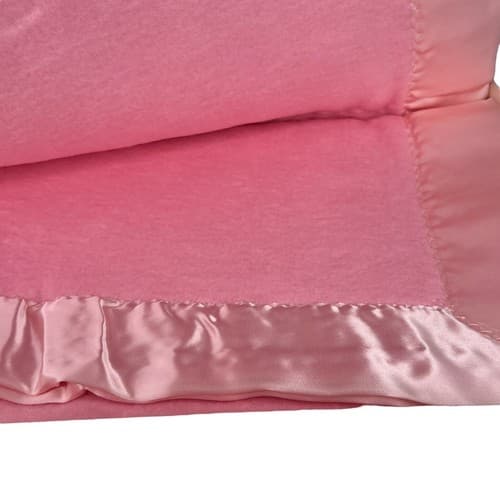 Vintage 80s Triboro Baby Blanket Humpty Dumpty Pink 36 x 50" Satin Binding Trim - Thumbnail 9