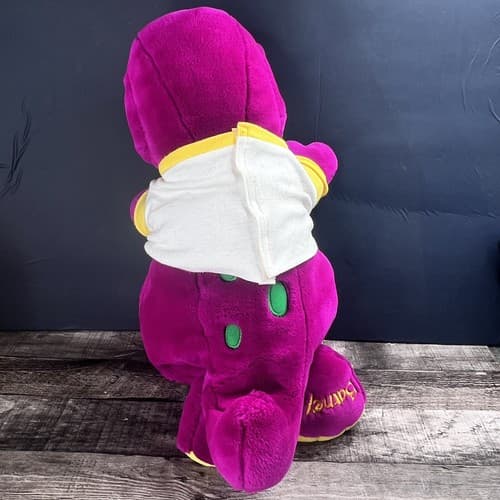 Vintage 1992 Dakin BARNEY Plush Purple Dinosaur Stuffed Animal 20" Lyons T-Shirt - Thumbnail 5