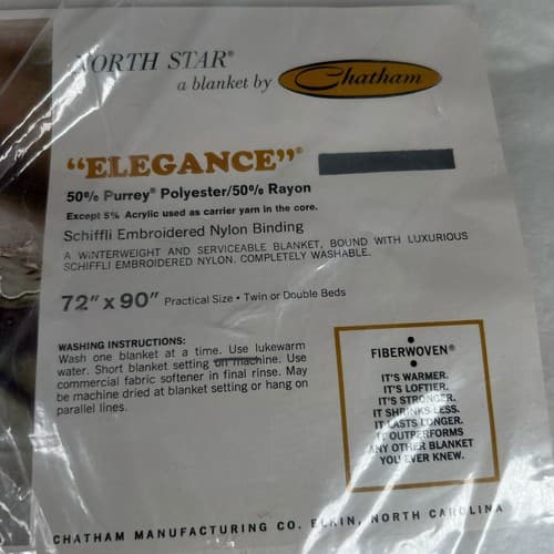 VTG North Star Blanket by Chatham Elegance 72” X 90” Twin size Embroidered Trim - Thumbnail 3
