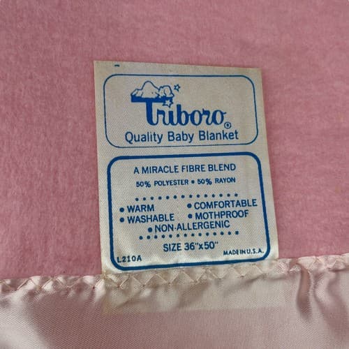 Vintage 80s Triboro Baby Blanket Humpty Dumpty Pink 36 x 50" Satin Binding Trim - Thumbnail 6