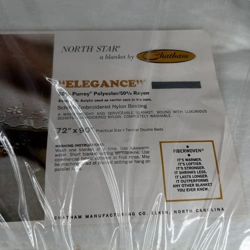 VTG North Star Blanket by Chatham Elegance 72” X 90” Twin size Embroidered Trim - Thumbnail 2